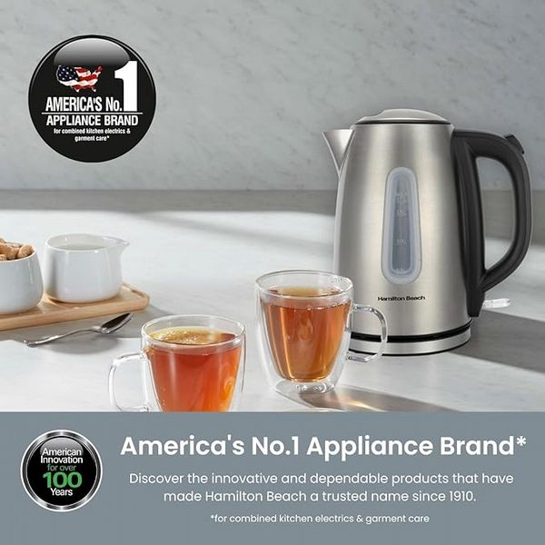 Hamilton Beach Rise Kettle and 4 Slice Toaster Bundle Brushed