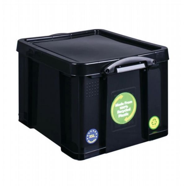 Really Useful 35L Recycled Plastic Storage Box Black