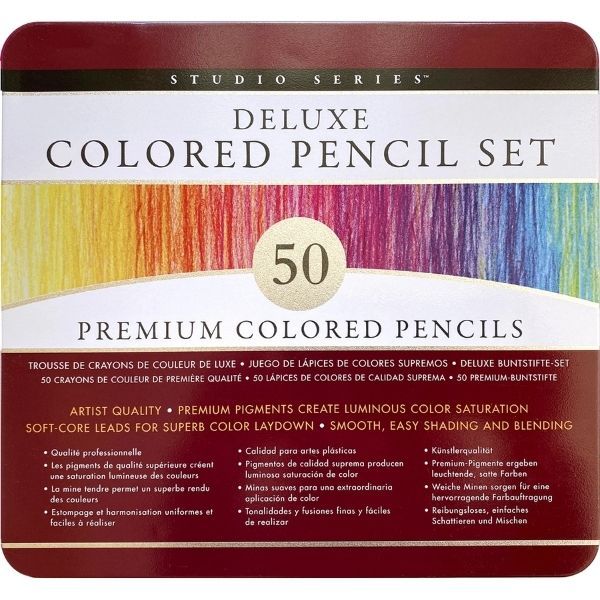 Peter Pauper Studio Series Deluxe Coloured Pencil Set (Set of 50)