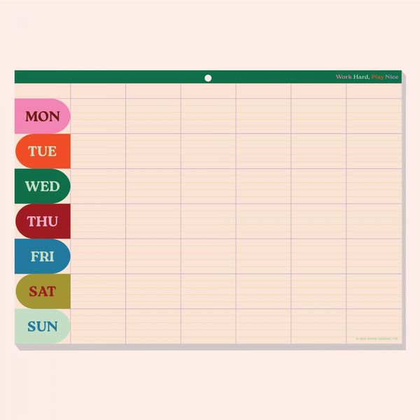 A4 Weekly / Monthly Planner Pad | Work Hard, Play Nice