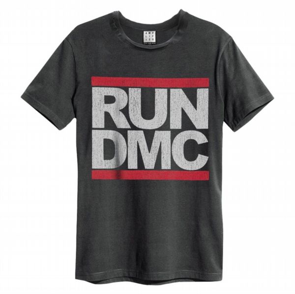 Run Dmc Logo Amplified Vintage Charcoal X Large T Shirt