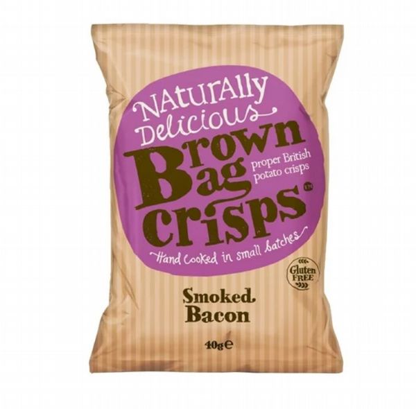 Brown Bag Crisps Smoked Bacon 40g (Pack of 20)